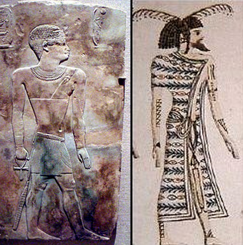 Left : Iuput, Pharaoh from the invading Lybian dynasty of Egypt. He was a black man (Brooklyn Museum) Right : A Tamehu, Suti's tumb