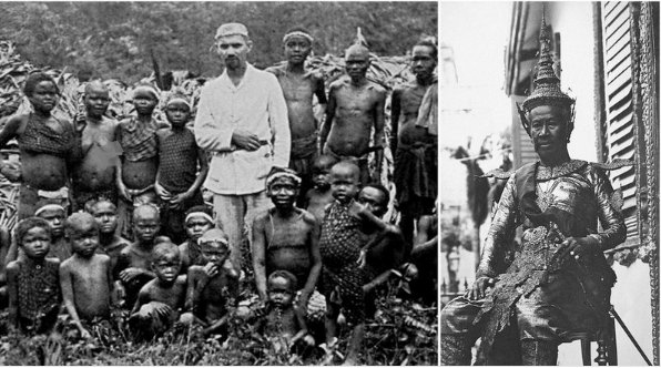 A gauche les Negrito de Malaisie A droite le roi Sisowath du Cambodge. Il fut de toute évidence un métis de Noir et de Mongol